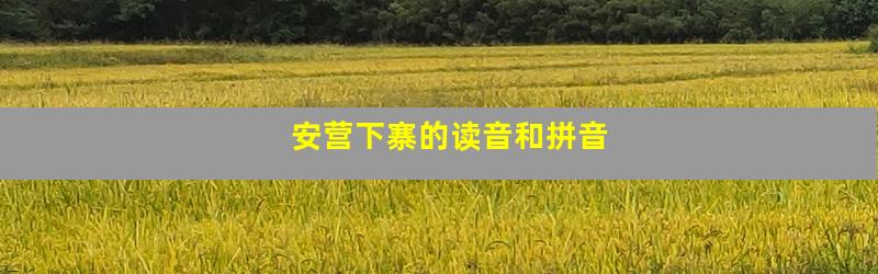 安营下寨的读音和拼音